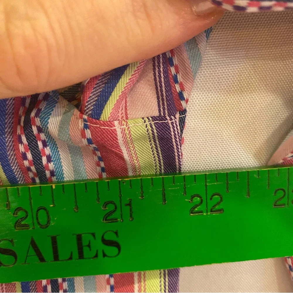 NWOT Women’s Foxcroft Multi Stripe Casual Button Down Long Sleeve Shirt Sz 14 - Picture 12 of 13